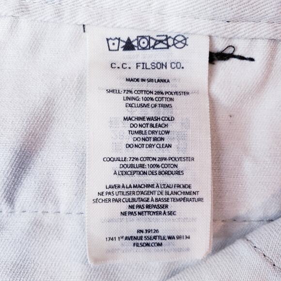 CC FILSON Men's Chino Canvas Pants FCOP014042 Size 32X32 Green (RAVEN) in VGUC - Picture 8 of 13